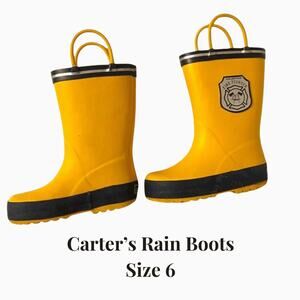 Carter's Yellow Fireman Rain Boots Toddler Size 6 Rubber Waterproof Kids